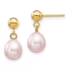 Budget 👏 14K Yellow Gold 6-7mm Purple Rice Freshwater Cultured Pearl Dangle Post Earrings by Belk & Co. 👏