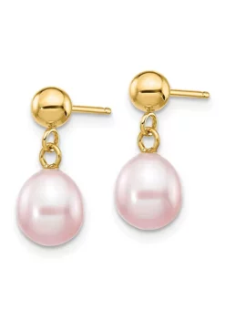 Budget 👏 14K Yellow Gold 6-7mm Purple Rice Freshwater Cultured Pearl Dangle Post Earrings by Belk & Co. 👏 -DealsBelk & Co. Store Belk 23159