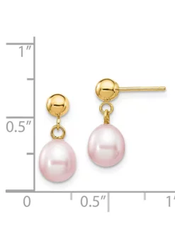 Budget 👏 14K Yellow Gold 6-7mm Purple Rice Freshwater Cultured Pearl Dangle Post Earrings by Belk & Co. 👏 -DealsBelk & Co. Store Belk 23161