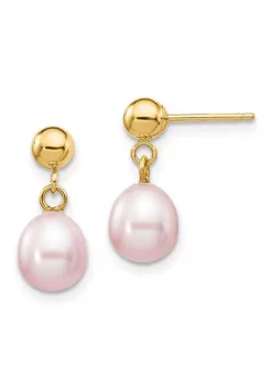 Budget 👏 14K Yellow Gold 6-7mm Purple Rice Freshwater Cultured Pearl Dangle Post Earrings by Belk & Co. 👏 -DealsBelk & Co. Store Belk 23163