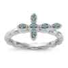 Best reviews of ⌛ 1/8 ct. t.w. Blue Topaz Stackable Expressions Rhodium Plated Cross Ring in Sterling Silver by Belk & Co. 🛒