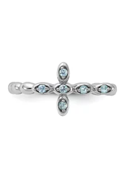 Best reviews of ⌛ 1/8 ct. t.w. Blue Topaz Stackable Expressions Rhodium Plated Cross Ring in Sterling Silver by Belk & Co. 🛒 -DealsBelk & Co. Store Belk 23171