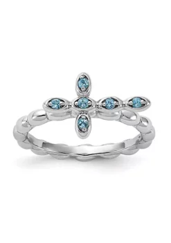 Best reviews of ⌛ 1/8 ct. t.w. Blue Topaz Stackable Expressions Rhodium Plated Cross Ring in Sterling Silver by Belk & Co. 🛒 -DealsBelk & Co. Store Belk 23172