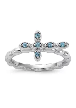 Best reviews of ⌛ 1/8 ct. t.w. Blue Topaz Stackable Expressions Rhodium Plated Cross Ring in Sterling Silver by Belk & Co. 🛒 -DealsBelk & Co. Store Belk 23173