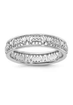 Hot Sale ⌛ Sterling Silver Stackable Expressions Aquarius Zodiac Ring by Belk & Co. ✨
