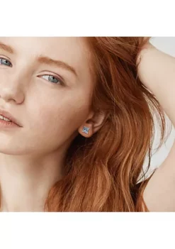 Flash Sale 😍 Lab Created 4 CT TGW Square Created Spinel (Aquamarine) Earrings in Sterling Silver by Belk & Co. 💯 -DealsBelk & Co. Store Belk 2321
