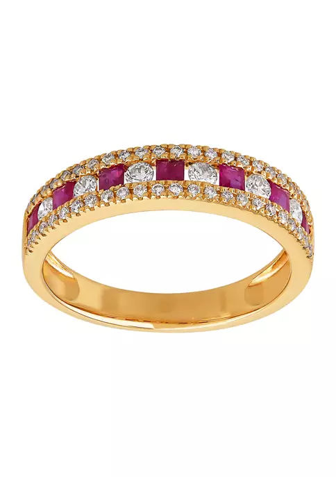 Hot Sale ๐ฏ 3/8 ct. t.w. Diamond and 3/8 ct. t.w. Ruby Ring in 10K Yellow Gold by Belk & Co. ๐คฉ 3 Hot Sale ๐ฏ 3/8 ct. t.w. Diamond and 3/8 ct. t.w. Ruby Ring in 10K Yellow Gold by Belk & Co. ๐คฉ - Image 3