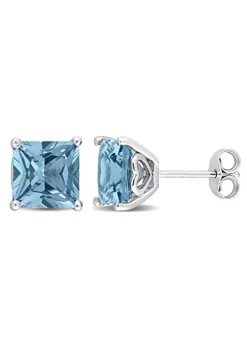 Flash Sale 😍 Lab Created 4 CT TGW Square Created Spinel (Aquamarine) Earrings in Sterling Silver by Belk & Co. 💯 -DealsBelk & Co. Store Belk 2322