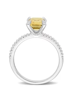 Best Pirce ✔️ Citrine and 1/10 CT TW Diamond Octagon Ring in 10k White Gold by Belk & Co. ⭐ -DealsBelk & Co. Store Belk 23225