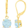 Wholesale ⌛ 10K Yellow Gold Round Checkerboard Cut 2.6 ct. t.w. Aquamarine Leverback Earrings (8 Millimeter) by Belk & Co. 🧨