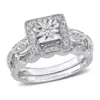 Promo 😀 1/5 CT TW Diamond Square Halo Bridal Ring Set in Sterling Silver by Belk & Co. 🎉