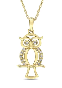 Cheap ✔️ Diamond Accent Owl Necklace in 10k Yellow Gold by Belk & Co. 🛒 -DealsBelk & Co. Store Belk 23244