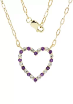 Coupon โจ White Topaz and Amethyst Heart Necklace in 10K Yellow Gold by Belk & Co. ๐