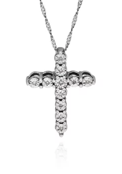 Buy 🎉 1/10 ct. t.w. Diamond Pendant Cross Necklace in Sterling Silver by Belk & Co. 💯 -DealsBelk & Co. Store Belk 2325