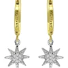 Discount ⌛ 1/6 ct. t.w. Diamond Star Drop Hoop Earrings, 18kt Gold over Sterling Silver by Belk & Co. 🧨