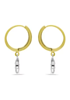 Discount ⌛ 1/6 ct. t.w. Diamond Star Drop Hoop Earrings, 18kt Gold over Sterling Silver by Belk & Co. 🧨 -DealsBelk & Co. Store Belk 23257