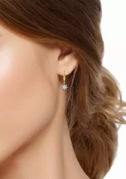 Discount ⌛ 1/6 ct. t.w. Diamond Star Drop Hoop Earrings, 18kt Gold over Sterling Silver by Belk & Co. 🧨 -DealsBelk & Co. Store Belk 23258