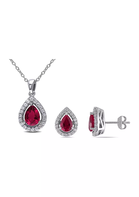 Flash Sale ๐ฅฐ Lab Created 4 7/8 CT TGW Created Ruby and Created White Sapphire Teardrop Halo Pendant with Chain and Stud Earrings 2-Piece Set in Sterling Silver by Belk & Co. ๐ 1 Flash Sale ๐ฅฐ Lab Created 4 7/8 CT TGW Created Ruby and Created White Sapphire Teardrop Halo Pendant with Chain and Stud Earrings 2-Piece Set in Sterling Silver by Belk & Co. ๐