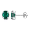 Budget 😀 Lab Created 1.40 ct. t.g.w. Created Emerald Bezel Style Oval Stud Earrings in Sterling Silver by Belk & Co. ⌛