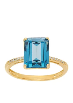 Best deal 🥰 0.042 ct. t.w. Diamond and London Blue Topaz Ring in 10k Yellow Gold by Belk & Co. 😍
