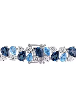 Brand new 🎉 Lab Created 33.30 ct. t.g.w. London and Swiss Blue Topaz and Created White Sapphire Teardrop Bracelet in Sterling Silver by Belk & Co. 🎉 -DealsBelk & Co. Store Belk 23307