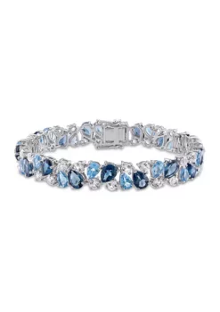 Brand new 🎉 Lab Created 33.30 ct. t.g.w. London and Swiss Blue Topaz and Created White Sapphire Teardrop Bracelet in Sterling Silver by Belk & Co. 🎉 -DealsBelk & Co. Store Belk 23310