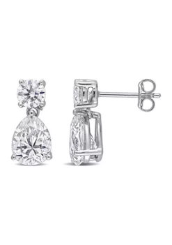 Outlet 🌟 5 ct. t.w. Created Moissanite Two-Stone Drop Earrings in Sterling Silver by Belk & Co. 👍 -DealsBelk & Co. Store Belk 23315