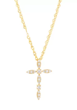 Budget 🧨 1/10 ct. t.w. Diamond Cross Pendant in 14k Yellow Gold and Sterling Silver by Belk & Co. 🎉 -DealsBelk & Co. Store Belk 2332