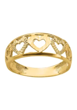 Brand new ⌛ 14K Yellow Gold Diamond Cut 5 Heart Ring by Belk & Co. 👏 -DealsBelk & Co. Store Belk 23330