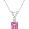 Discount 🥰 14K Gold 7x5 Emerald Cut Pink Topaz Diamond Accent Pendant by Belk & Co. 😀