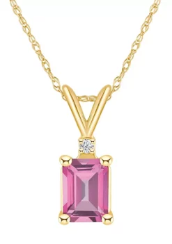 Discount 🥰 14K Gold 7x5 Emerald Cut Pink Topaz Diamond Accent Pendant by Belk & Co. 😀 -DealsBelk & Co. Store Belk 23335