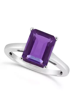 Cheapest 💯 Sterling Silver 10x8mm Emerald Cut Amethyst Solitaire Ring by Belk & Co. 💯
