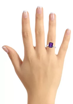 Cheapest 💯 Sterling Silver 10x8mm Emerald Cut Amethyst Solitaire Ring by Belk & Co. 💯 -DealsBelk & Co. Store Belk 23345