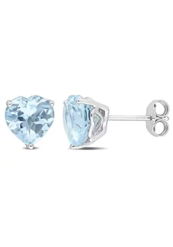 Best Pirce 🎁 4 CT TGW Heart Shape Blue Topaz - Sky Earrings in Sterling Silver by Belk & Co. 😀