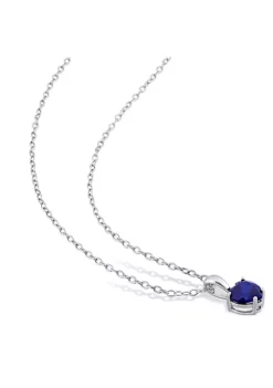 Best Pirce 🎉 7/8 ct. t.g.w. Created Blue Sapphire Solitaire Pendant with Chain in Sterling Silver by Belk & Co. 🎉 -DealsBelk & Co. Store Belk 23373