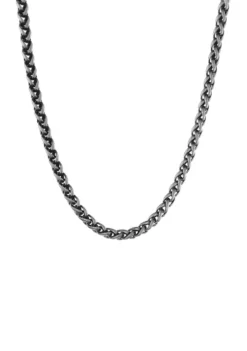 Coupon 👏 Stainless Steel 8 Millimeter Wheat Chain Necklace with Black Plating Inlay, 24 Inch by Belk & Co. 🥰 -DealsBelk & Co. Store Belk 23394