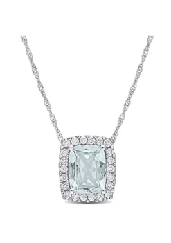 Coupon 🎉 2 ct. t.g.w. Aquamarine and 1/4 ct. t.w Diamond Holo Pendant with Chain in 14K White Gold by Belk & Co. 👍