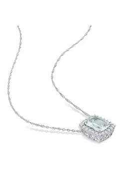 Coupon 🎉 2 ct. t.g.w. Aquamarine and 1/4 ct. t.w Diamond Holo Pendant with Chain in 14K White Gold by Belk & Co. 👍 -DealsBelk & Co. Store Belk 23420