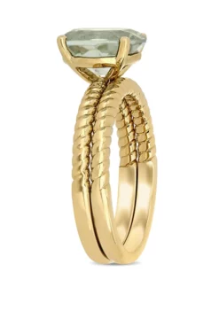 Coupon 🎁 2 Piece 2.33 ct. t.w. Green Amethyst Twist Bridal Ring Set in 14k Yellow Gold by Belk & Co. ✨ -DealsBelk & Co. Store Belk 23424