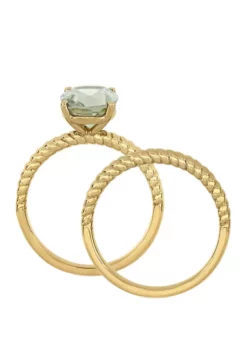 Coupon 🎁 2 Piece 2.33 ct. t.w. Green Amethyst Twist Bridal Ring Set in 14k Yellow Gold by Belk & Co. ✨ -DealsBelk & Co. Store Belk 23425