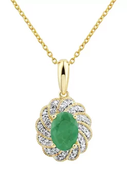 Promo 🔔 1/10 ct. t.w. Diamond and Ruby Pendant Necklace with 18" Singpore Chain in 14K Yellow Gold by Belk & Co. 🎁