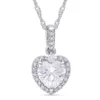 Best Pirce 🔥 Lab Created 4/5 ct. t.w. Moissanite and 1/10 ct. t.w. Diamond Heart Halo Pendant with Chain in 10k White Gold by Belk & Co. 😍