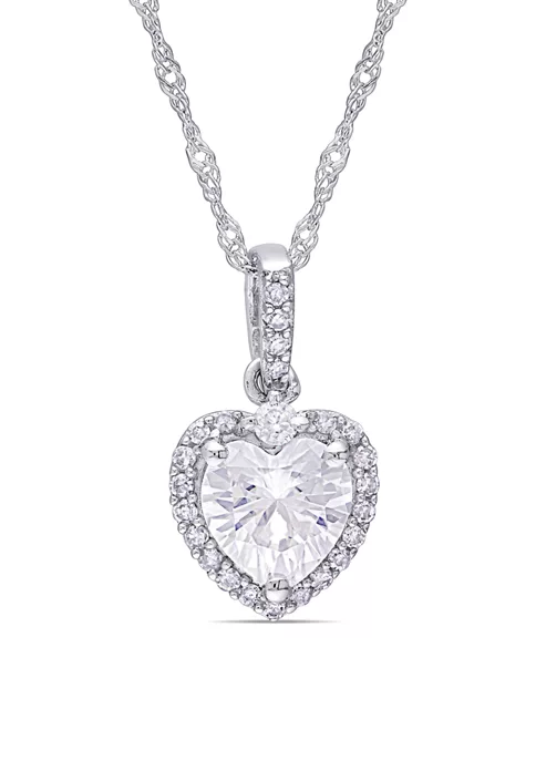 Best Pirce 🔥 Lab Created 4/5 ct. t.w. Moissanite and 1/10 ct. t.w. Diamond Heart Halo Pendant with Chain in 10k White Gold by Belk & Co. 😍 1 Best Pirce 🔥 Lab Created 4/5 ct. t.w. Moissanite and 1/10 ct. t.w. Diamond Heart Halo Pendant with Chain in 10k White Gold by Belk & Co. 😍