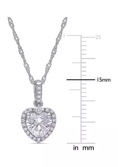 Best Pirce 🔥 Lab Created 4/5 ct. t.w. Moissanite and 1/10 ct. t.w. Diamond Heart Halo Pendant with Chain in 10k White Gold by Belk & Co. 😍 2 Best Pirce 🔥 Lab Created 4/5 ct. t.w. Moissanite and 1/10 ct. t.w. Diamond Heart Halo Pendant with Chain in 10k White Gold by Belk & Co. 😍 - Image 2