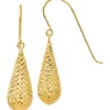 Promo 😀 14K Yellow Gold Diamond Cut Puff Tear Drop Dangle Earrings by Belk & Co. ✨