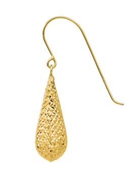 Promo 😀 14K Yellow Gold Diamond Cut Puff Tear Drop Dangle Earrings by Belk & Co. ✨ -DealsBelk & Co. Store Belk 23449