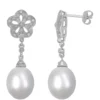 Wholesale 🛒 Pearl and 1/10 ct. t.w. Diamond Floral Vintage Drop Earrings in Sterling Silver by Belk & Co. 🔥