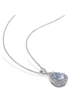 Coupon 🎁 Lab Created 2-Piece Set of 3.9 ct. t.g.w. Sky Blue Topaz and Created White Sapphire Teardrop Halo Pendant with Chain and Stud Earrings in Sterling Silver by Belk & Co. 🔔 -DealsBelk & Co. Store Belk 23459