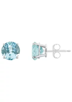 Cheapest 👏 Sterling Silver 7mm Round Aquamarine Stud Earrings by Belk & Co. 💯