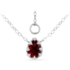 Buy 🔥 1-1/3 ct. 8x6MM Pear Garnet and White Topaz Crown Necklace on 16 inch Chain with Extender, Sterling Silver by Belk & Co. 🤩